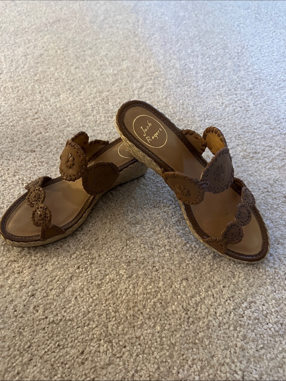 Jack Rogers Shelby Wedge - Cognac - 8.5 - EUC